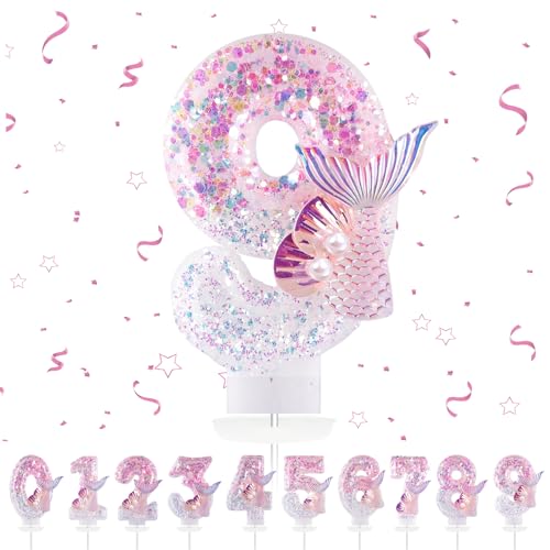 Geburtstagskerzen Zahlen 9,3D Meerjungfrau Geburtstagskerzen,Rosa Geburtstag Kerzen 9, Kuchen Topper Dekoration Kuchendeko Geburtstag, Geburtstagskerzen für Geburtstagsdeko Geburtstagskerzen Zahlen 9,3D Meerjungfrau Geburtstagskerzen,Rosa Geburtstag Kerzen 9, Kuchen Topper Dekoration Kuchendeko Geburtstag, Geburtstagskerzen für Geburtstagsdeko von Maclunar