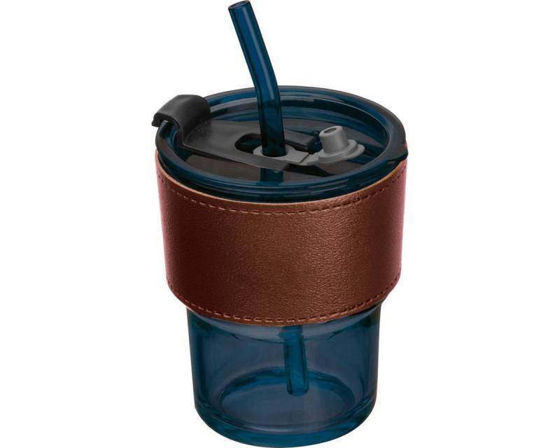 Macma Becher Farbiges Trinkglas mit Glasstrohhalm / Trinkbecher / Farbe, dunkelblau von Macma