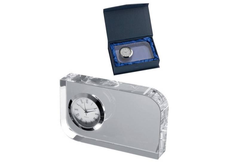 Macma Tischuhr Edler Glasblock mit Uhr / Schreibtischuhr von Macma