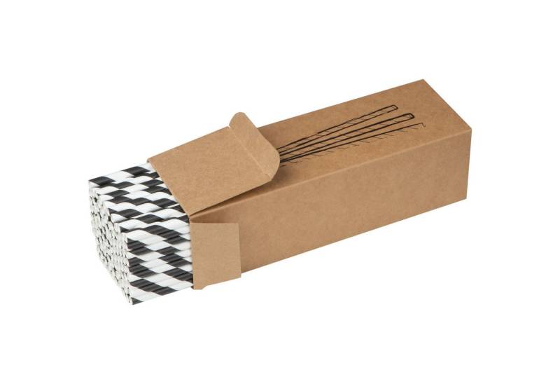 Macma Trinkhalme 100 Trinkhalme / Strohhalme aus Pappe / Farbe: schwarz-weiß von Macma