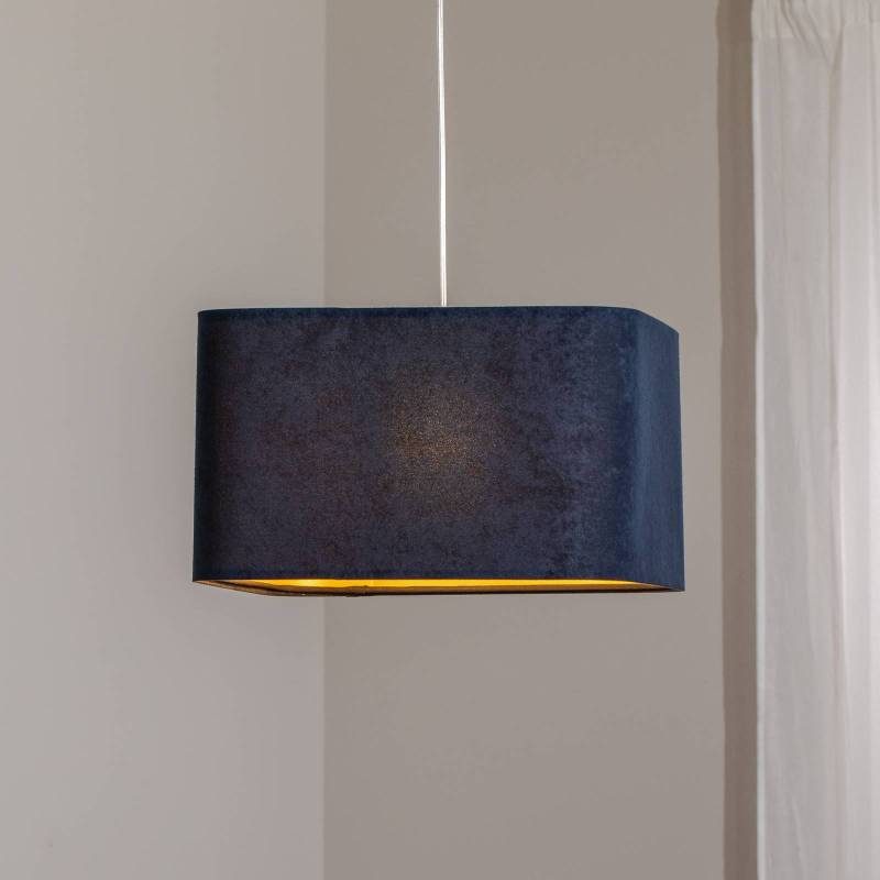 Hängeleuchte Kwadro, dunkelblau, 40 x 40 cm, Velourstoff von Maco Design