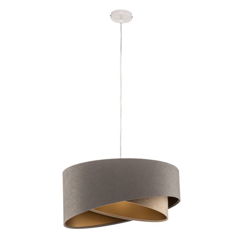 Maco Design Pendellampe Hängelampe Vivien Dreifarbig Grau Beige Gold Velours B-Ware von Maco Design