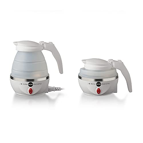 Macom Just Kitchen 862 Space Kettle Elektrischer Wasserkocher, zusammenklappbar, platzsparend, für Reisen, Weiß, Kunststoff von Macom