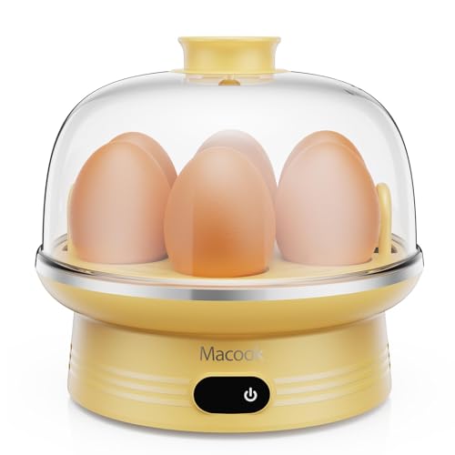 Macook Eierkocher für 1-7 Eier, Eierkocher Testsieger, Egg Cooker Computergesteuerte Kontrolle, Egg Boiler mit LED Touchscreen, BPA-frei, 350W, Gelb von Macook
