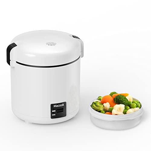 Reiskocher klein & Bento-Box für 1-2 Personen,（0.3 liter, 1,5 Tassen), Mini Rice Cooker mit abnehmbarem Topf mit Antihaftbeschichtung, One Touch & Warmhaltefunktion, 200 Watt (Schwarz) von Macook