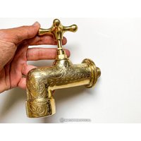 Unlacequerter Messing Wasserhahn, Wand Montierter Badezimmer Wasserhahn Wandhalter Waschtisch Griff, Garten von Macopperofficial