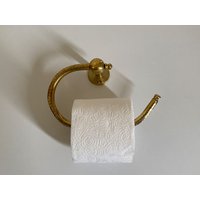 Unlackierter Toilettenpapierhalter Aus Massivem Messing, Handgefertigter Toilettenpapierhalter, Handgravierter Zur Wandmontage von Macopperofficial