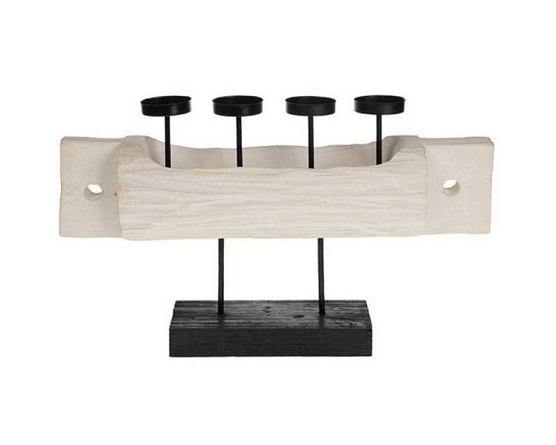 Macosa Home Adventskranz Advents-Kerzenständer aus massivem Holz 51 cm mit 4 Kerzen-Haltern, Metall Advents-Deko Tischdeko Design von Macosa Home