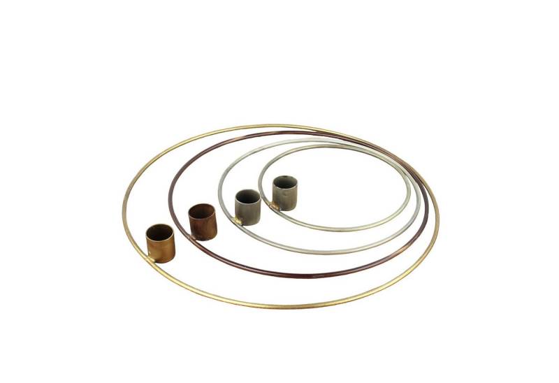 Macosa Home Adventskranz Gold Braun Metall 30 cm modern rundes Adventsgesteck, 4 Kerzenhalter Tisch-Dekoration Advent von Macosa Home