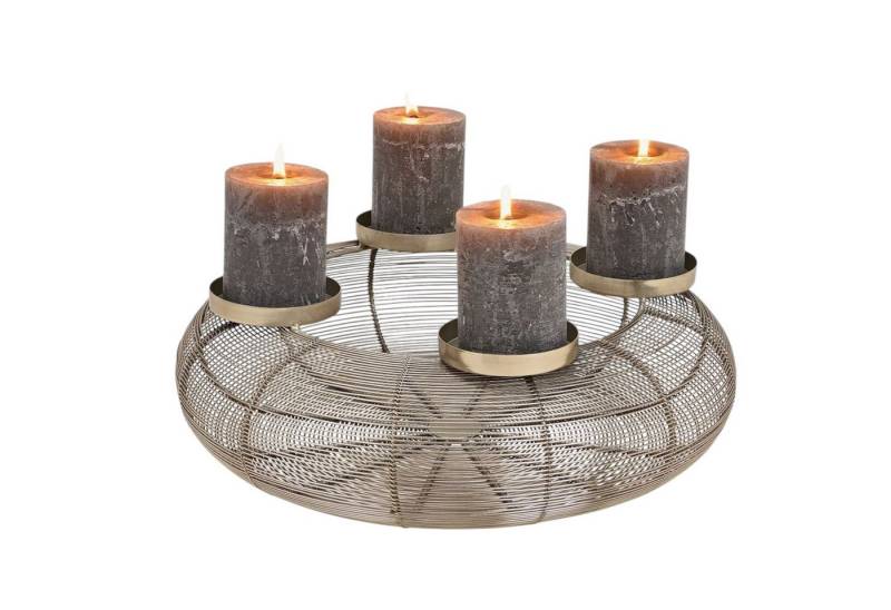 Macosa Home Adventskranz Silber Gold od. Schwarz Metall 38 cm modern, Elegantes Adventsgesteck 4 Kerzenhalter Tisch-Dekoration von Macosa Home