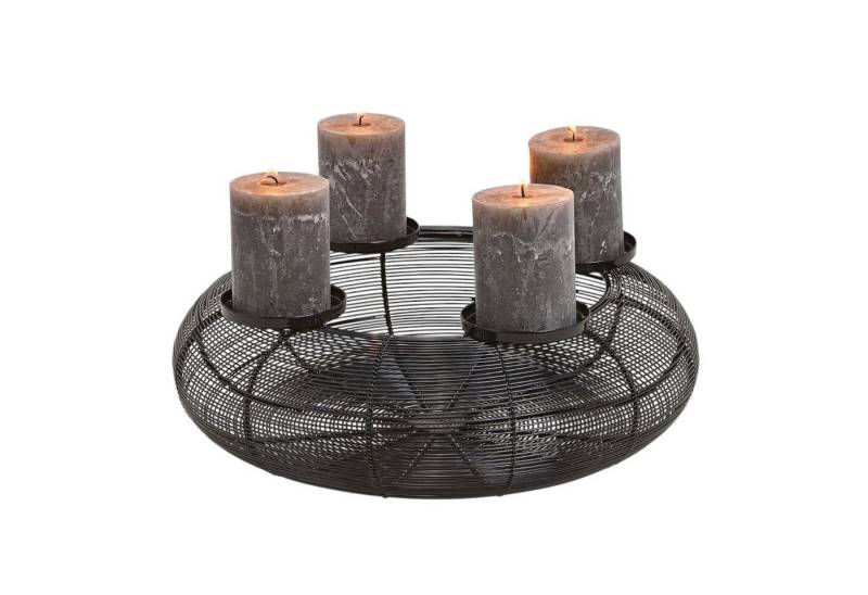 Macosa Home Adventskranz Silber Gold od. Schwarz Metall 38 cm modern, Elegantes Adventsgesteck 4 Kerzenhalter Tisch-Dekoration von Macosa Home