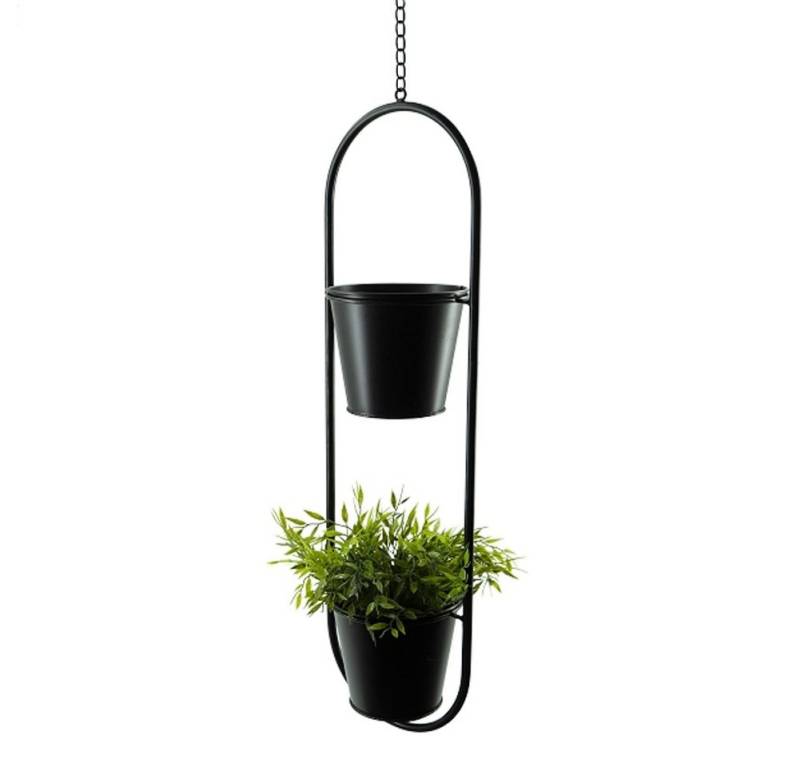 Macosa Home Blumenampel (Pflanzgefäß Pflanztopf zum aufhängen, Blumentopf Hängepflanztopf Pflanzhalter), Hängeblumentopf Metall schwarz modern Blumenampel von Macosa Home