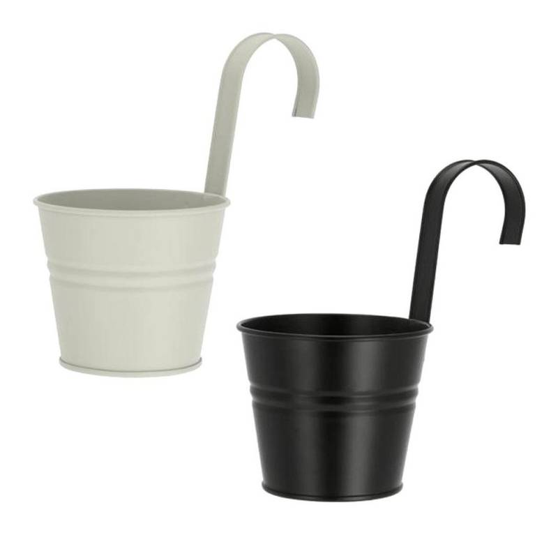 Macosa Home Blumentopf Geländer Geländertopf Blumenleiter Pflanzgefäß Topf (2 St), Blumentopf zum hängen 2er Set Metall Grau & Schwarz Hängeblumentopf von Macosa Home