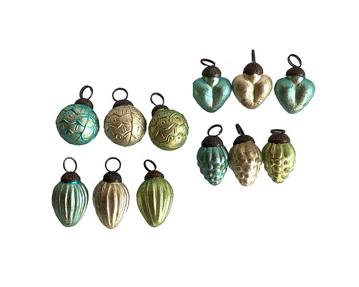 Macosa Home Christbaumschmuck 12er Set Weihnachtskugeln klein 3 cm Antik, Grün Gold Türkis Pastell Vintage Deko Glas & Metall Macosa Home Christbaumschmuck 12er Set Weihnachtskugeln klein 3 cm Antik, Grün Gold Türkis Pastell Vintage Deko Glas & Metall von Macosa Home