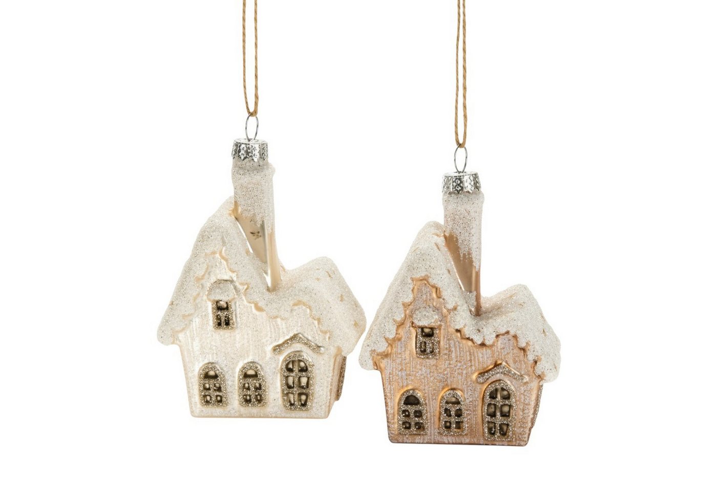 Macosa Home Christbaumschmuck Christbaumhänger 2er Set Silber Beige Glitzer 10 cm Glas, Dekohaus Hängedekoration Tannenbaumschmuck Christbaum Macosa Home Christbaumschmuck Christbaumhänger 2er Set Silber Beige Glitzer 10 cm Glas, Dekohaus Hängedekoration Tannenbaumschmuck Christbaum von Macosa Home