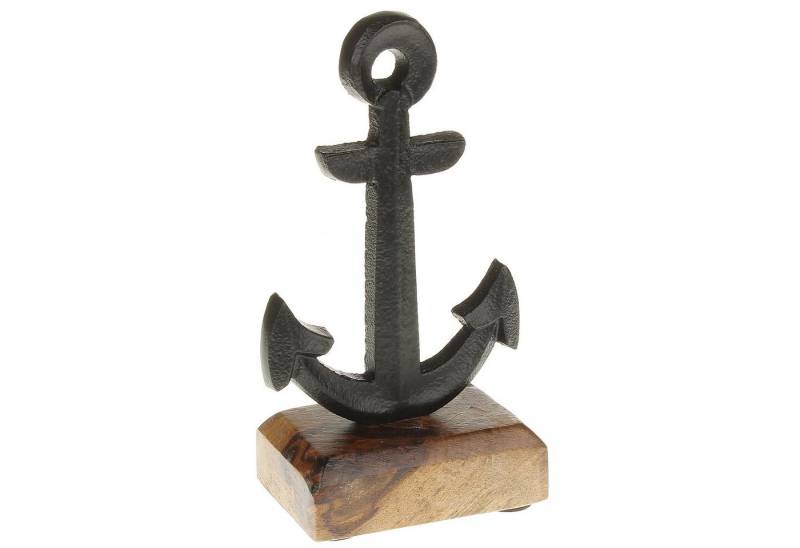 Macosa Home Dekofigur Bad-Accessoires Dekoanker Skulptur Anker schwarz Metall Holz, Baddeko Metallanker modern von Macosa Home