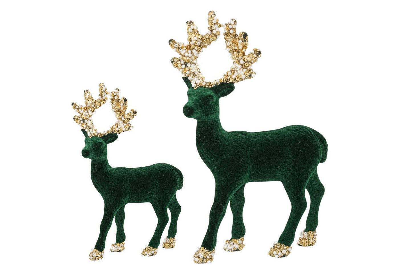 Macosa Home Dekofigur Deko Rentier 2er Set stehend Grün, Rot od. Weiß vers. Größen (Winterdekoration, Weihnachtsdeko Weihnachten), Weihnachtsdeko Dekorentier von Macosa Home