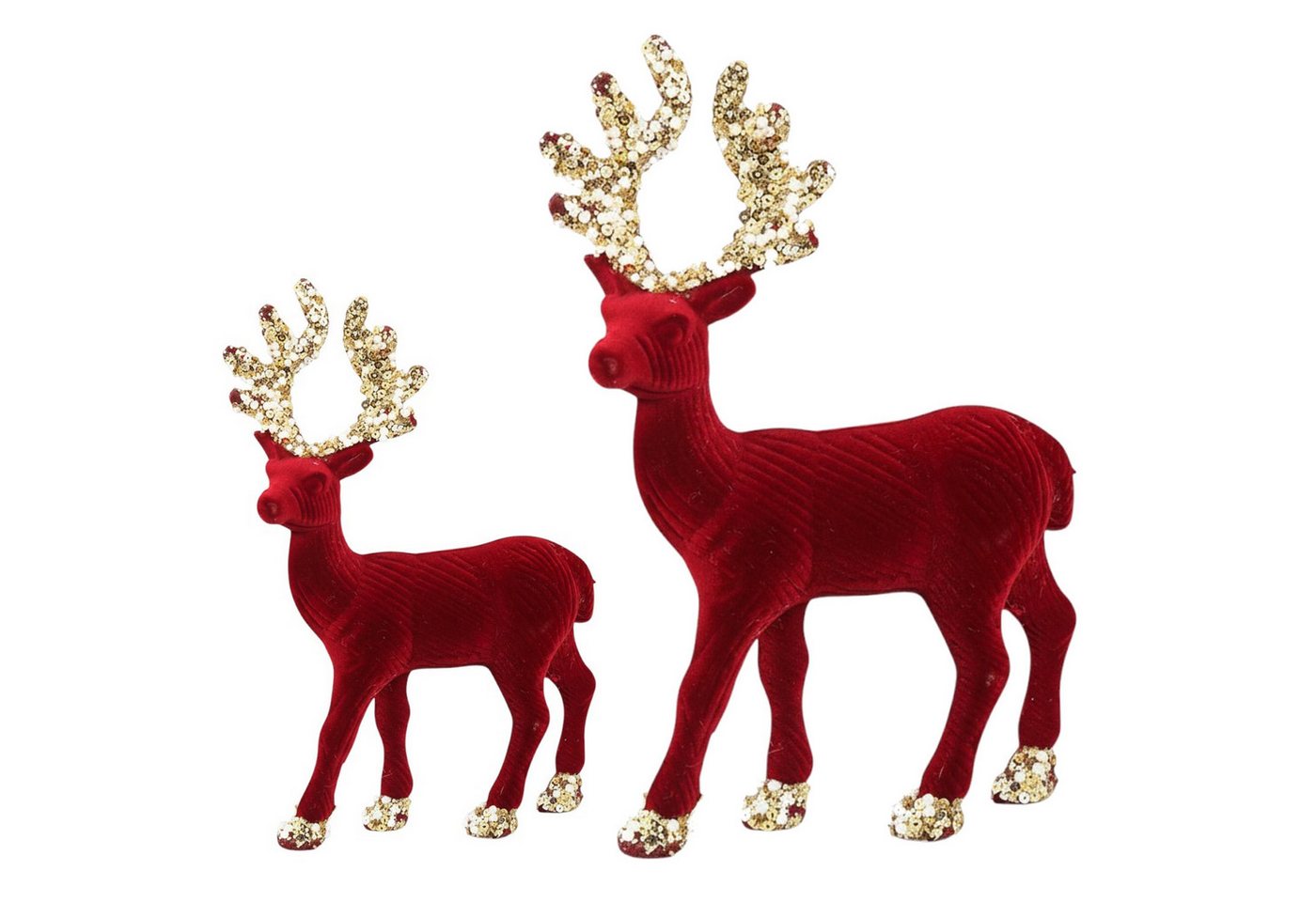 Macosa Home Dekofigur Deko Rentier 2er Set stehend Grün, Rot od. Weiß vers. Größen (Winterdekoration, Weihnachtsdeko Weihnachten), Weihnachtsdeko Dekorentier von Macosa Home