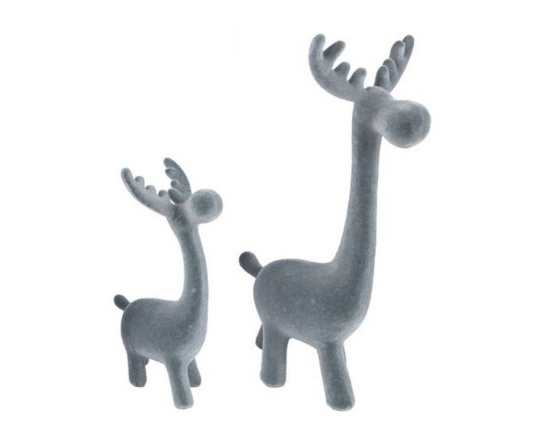 Macosa Home Dekofigur Deko Rentier 2er Set stehend Purpur Lila oder Grau 27 cm (Rentierset modern, Weihnachten Winterdekoration), Weihnachtsdeko Dekorentier Weihnachtsdeko von Macosa Home