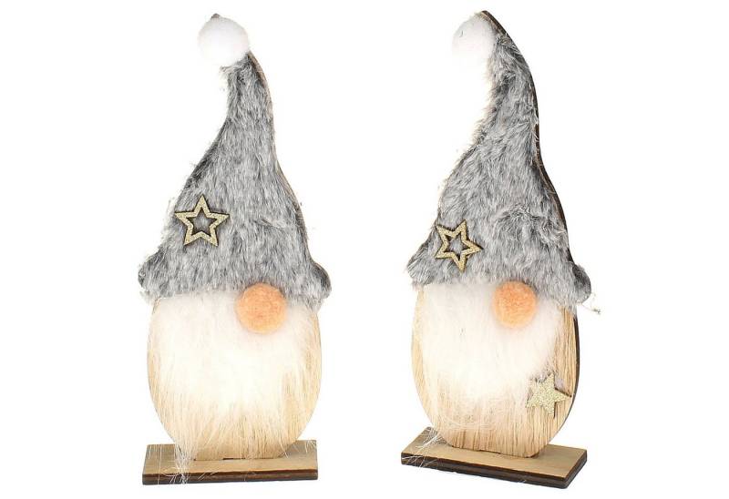 Macosa Home Dekofigur Figur Aufsteller Fensterdeko Weinachten Wichtel Holz grau Braun (2er Set, 2 St), Dekoration Weihnachtsdeko von Macosa Home