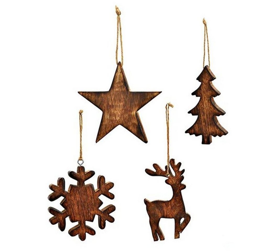 Macosa Home Dekohänger Weihnachtsdeko Holz Rentier Stern Christbaumschmuck Türkranz (4 St), Dekohänger Hängedekoration Weihnachten Winter Winterdeko von Macosa Home