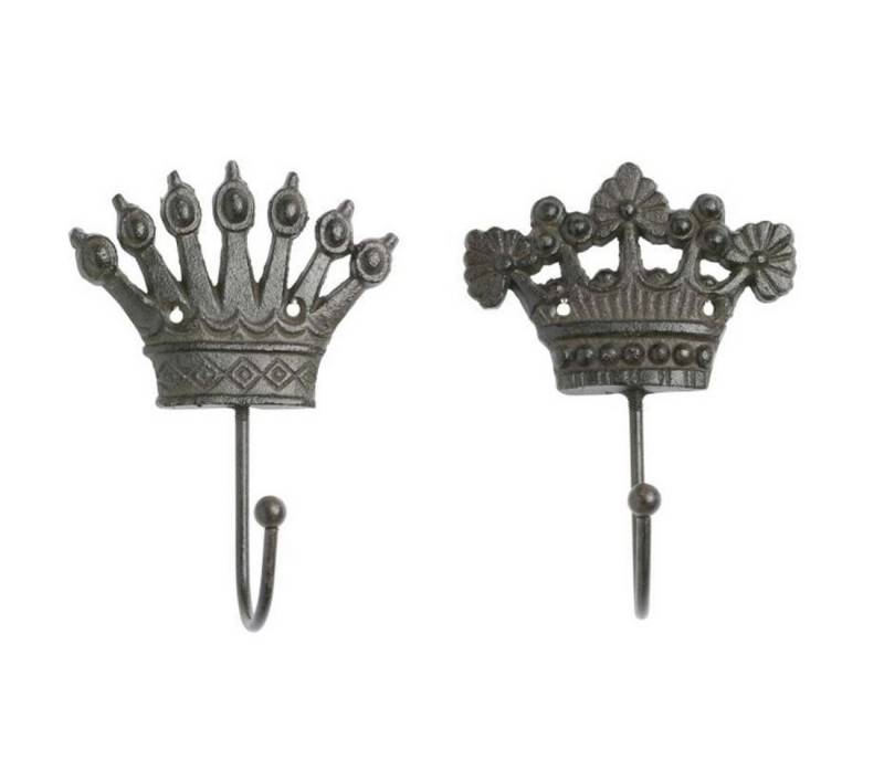 Macosa Home Dekohaken Haken Garderobenhaken Kleiderhaken Krone dunkelbraun, (2-St., 2 Stk), Jackenhaken Metallhaken Wandgarderobe von Macosa Home