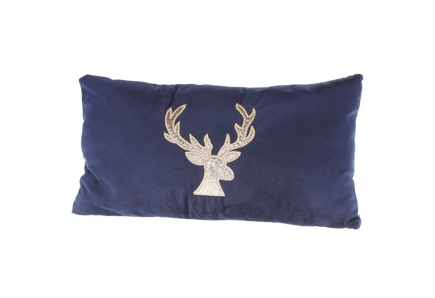 Macosa Home Dekokissen Dekokissen mit Füllung Hirsch Samt Blau eckig Sofakissen Zierkissen, Weihnachtsdeko Couchkissen Kissen Samtkissen Hirschkopf Weihnachten von Macosa Home