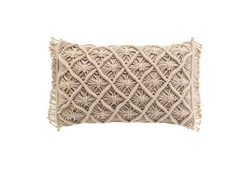 Macosa Home Dekokissen Makramee 40 x 40 cm oder 30 x 50 cm Beige Baumwolle, inkl. Füllung Sofakissen Zierkissen Deko von Macosa Home