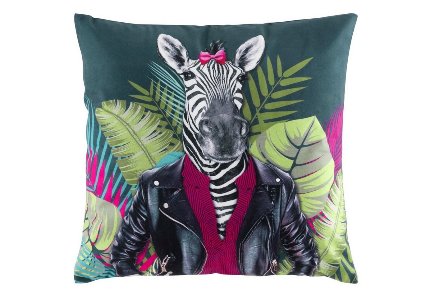 Macosa Home Dekokissen Zebra bunt petrol grün Reißverschluss inkl. Füllung modern Sofakissen, Dekokissen Zierkissen Deko Couchkissen 45x45 cm von Macosa Home