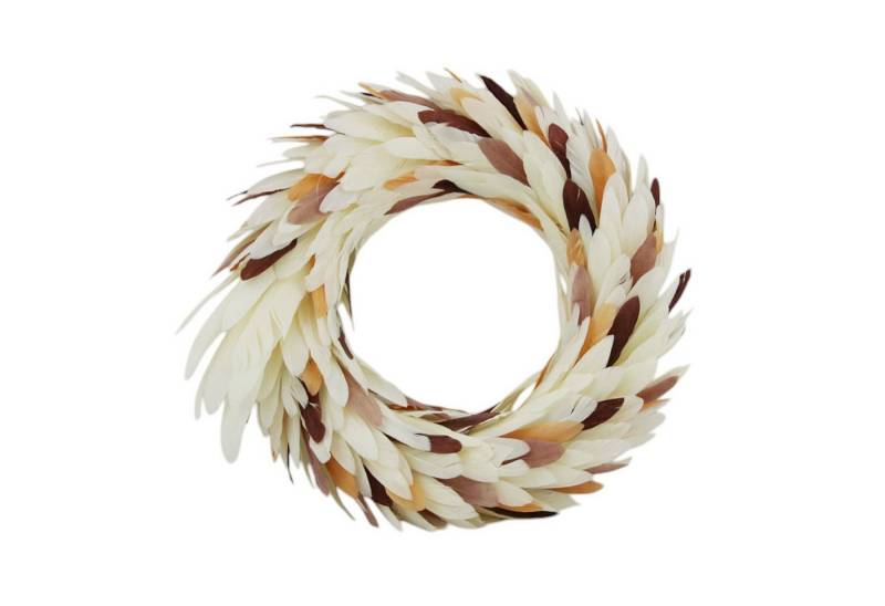 Macosa Home Dekokranz Federkranz Beige Braun 30 cm Türkranz Tischdeko Kranz, Osterdeko Deko Tischdeko modern von Macosa Home
