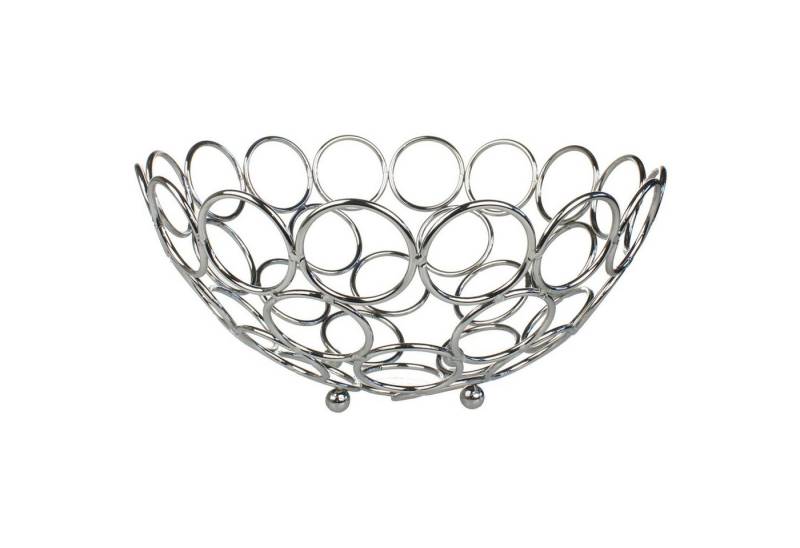 Macosa Home Dekoschale Silber metall 25 cm Brotkorb modern Tischdeko, Tischdeko Metallschale Obstschale Obstkorb von Macosa Home