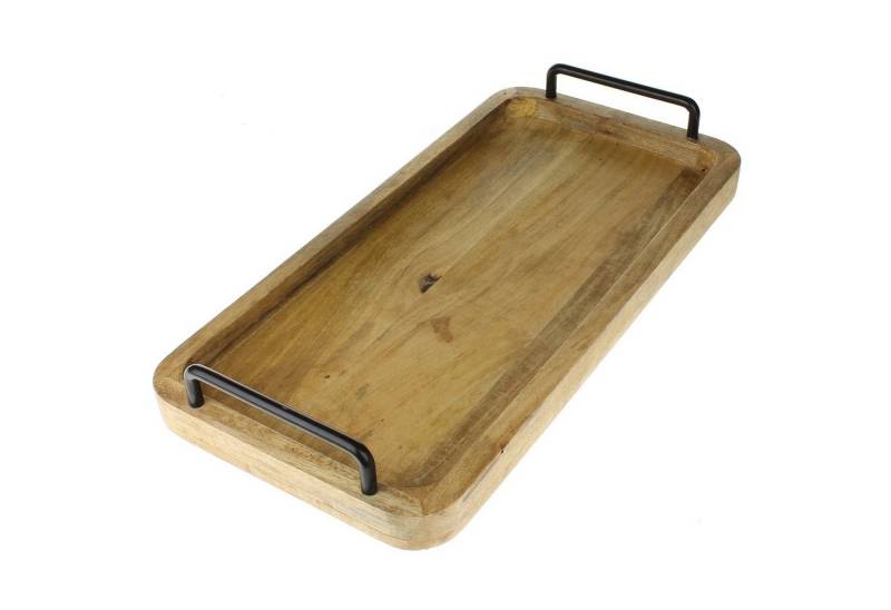 Macosa Home Dekotablett Tablett Mangoholz rechteckig 50 cm Holz Deko Tisch Dekoration (Serviertablett Mangoholz mit Griffen), Holztablett mit Griff Tischdeko Serviertablett modern Holzdeko von Macosa Home