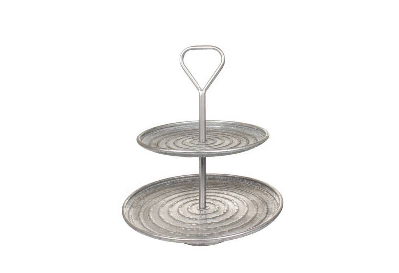Macosa Home Etagere Etagere Metall rund Silber 38 x 42 cm Altsilber Servierständer, Etagenständer Tiscdekoration Metalletagere Dekoschale von Macosa Home