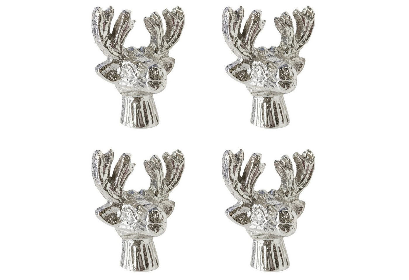 Macosa Home Formkerze 4er Set Kerzenstecker Renteir Silber Aluminium (Kerzenverzierung Deko Hirsch Dekoration Kerzen, Herbst Kerzenpiekser Kerzendekoration), Kerzenzubehör Stabkerzen Verzierung von Macosa Home