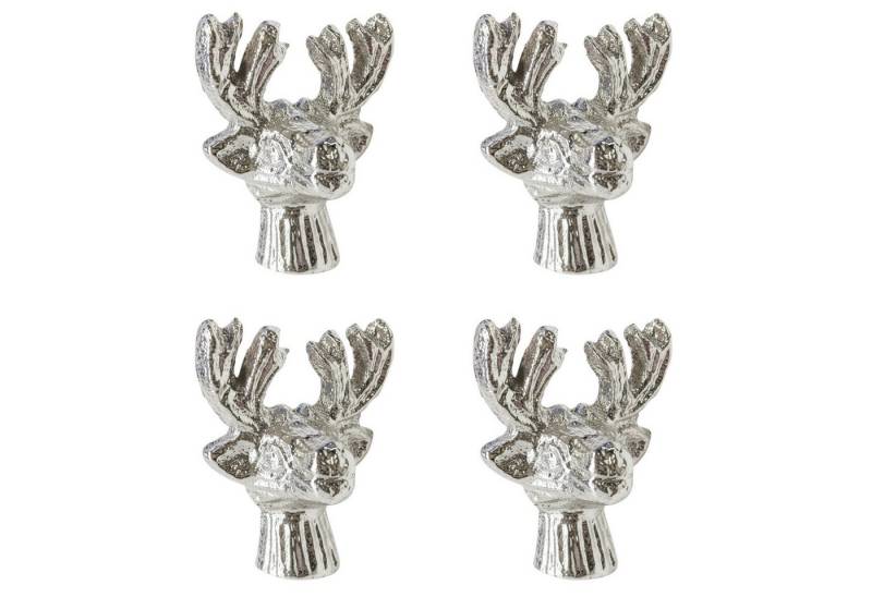Macosa Home Formkerze 4er Set Kerzenstecker Renteir Silber Aluminium (Kerzenverzierung Deko Hirsch Dekoration Kerzen, Herbst Kerzenpiekser Kerzendekoration), Kerzenzubehör Stabkerzen Verzierung von Macosa Home