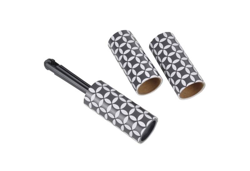 Macosa Home Fusselroller Fusselentferner Kleiderroller Reinigungsrolle 1x Roller+Ersatzrollen, Fusselroller +2 Ersatzrollen Schwarz Retromuster Kleberollen von Macosa Home