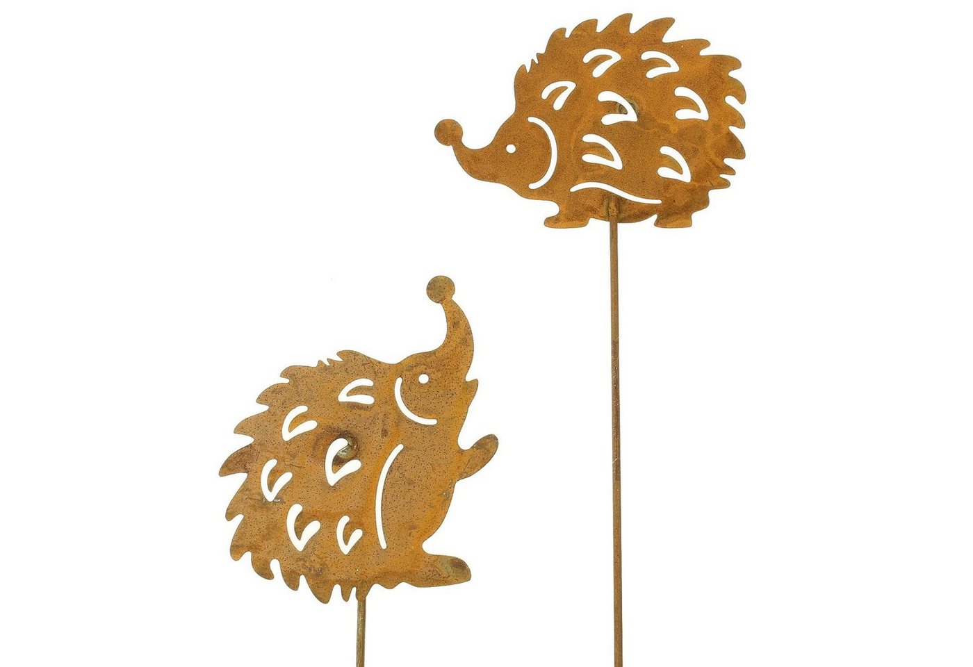 Macosa Home Gartenstecker Igel 2er Set Rost 20 cm Rostig Echtrost Beetstecker Tiere (Gartendeko Blumenstecker Dekoigel 20cm, 2-St) Garten-Dekoration Figur Dekofigur Edelrost von Macosa Home