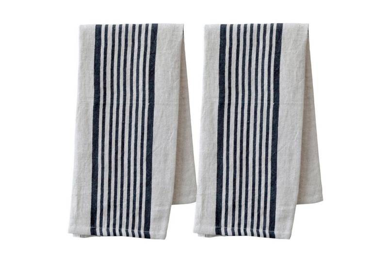 Macosa Home Geschirrtuch 2er Set Küchentücher Beige Schwarz gestreift 70 x 50 cm Leinen, (Leinentuch Geschirrtuchset modern), Leinengeschirrtuch Abtrockentuch Tuch Küchentextilien von Macosa Home