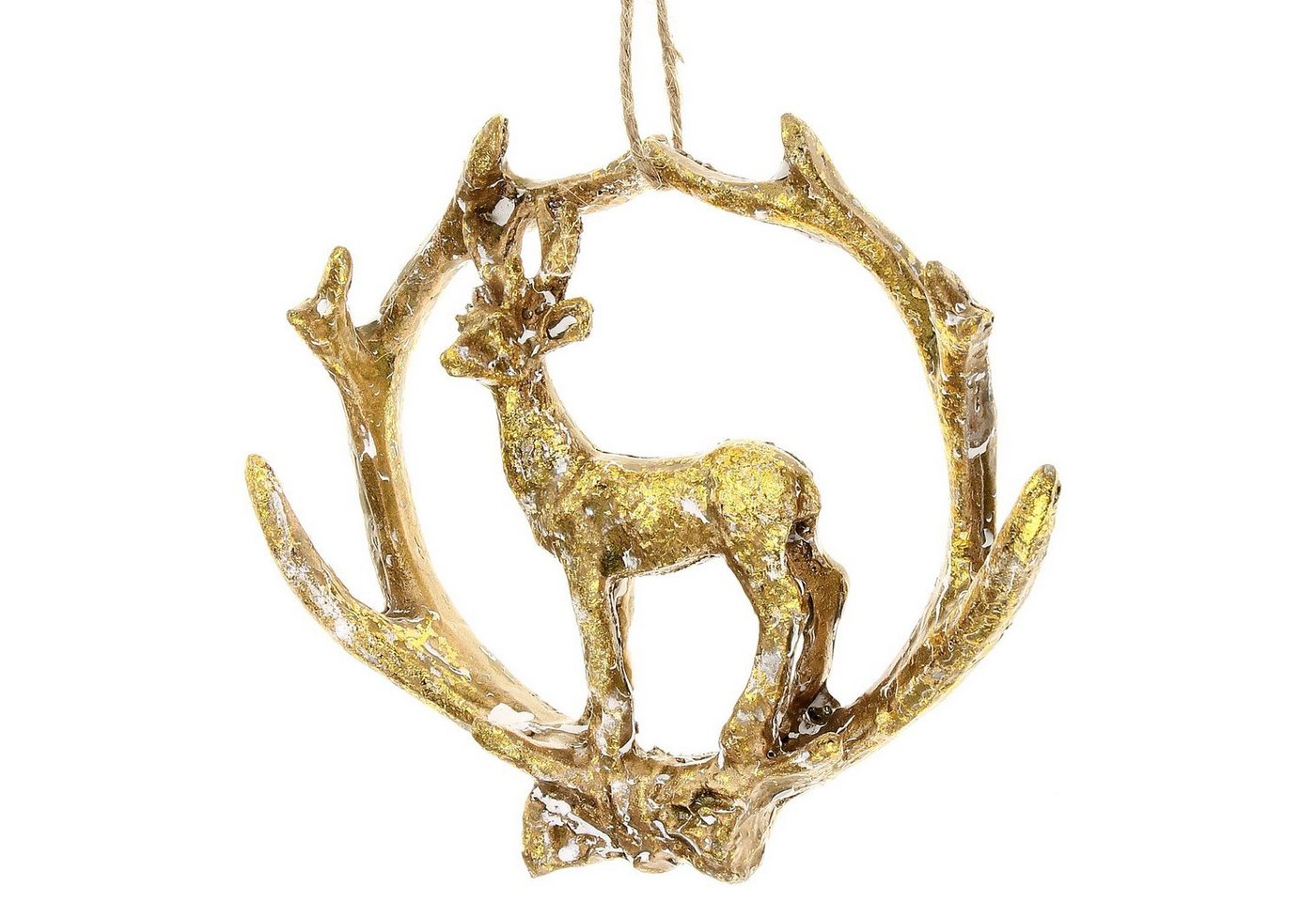 Macosa Home Hänge-Weihnachtsbaum (Hirsch-Geweih Rentier Weihnachtsbaum zum hängen Deko Fenster Vintage Shabby Stil innen, 2 St), 2er Set Deko Hirsch Aufhänger im Geweih antik Gold Baumschmuck von Macosa Home