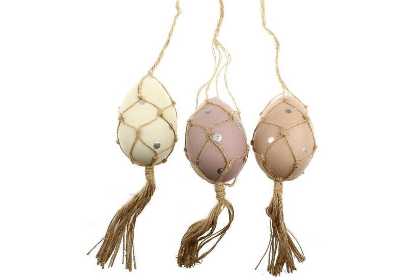 Macosa Home Hängedekoration Osterdeko Ei Osterdekoration Dekoeier Frühlingsdeko Osterei Hängedeko (3 St., Fensterdeko bunt), 3er Set Eier-Hänger mit Punkten zum Hängen Ostereier von Macosa Home