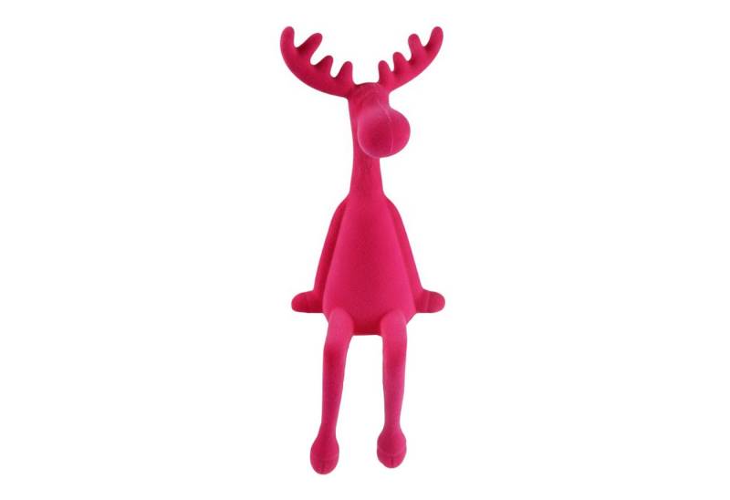 Macosa Home Kantenhocker Rentier 31 cm Braun, Orange, Fuchsia, Pink oder Grau (Dekoration Weihnachtsdeko, Dekofigur modern Weihnachten), Kunststoff beflockt Dekorentier von Macosa Home