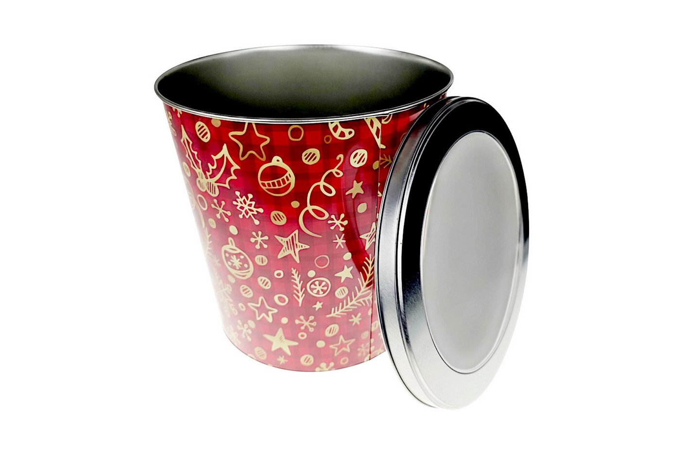 Macosa Home Keksdose Gebäckdose XL Metall Rot Weiß od. Wichtel, (Blechdose Plätzchenaufbewahrung, Plätzchen Vorratsdose Weihnachten), 23 cm rund Keksdose Aufbewahrungsdose von Macosa Home