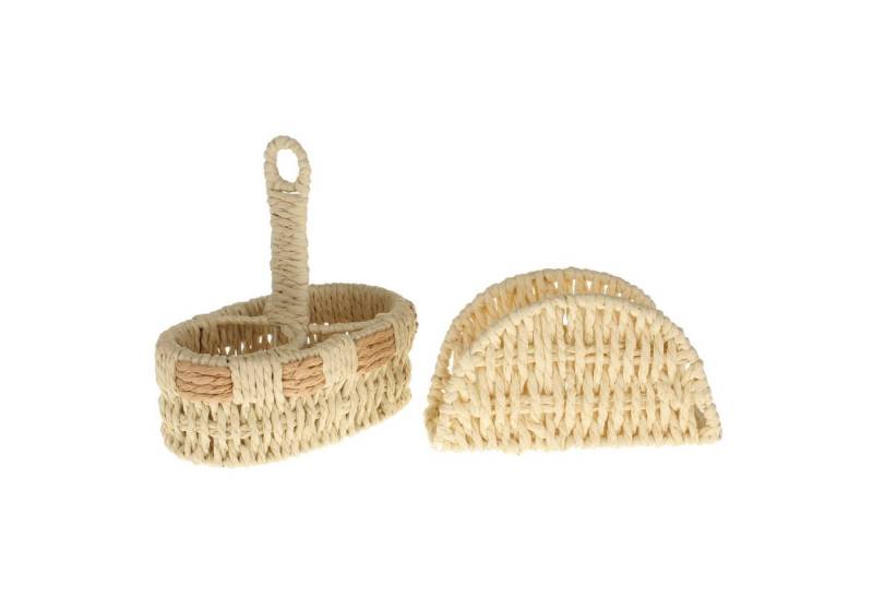 Macosa Home Menage-Set Menage Korb und Serviettenhalter Landhaus, (Tischset für Gewürze und Servietten, 2-tlg., Tischdeko), Salz / Pfeffer Halter natur von Macosa Home