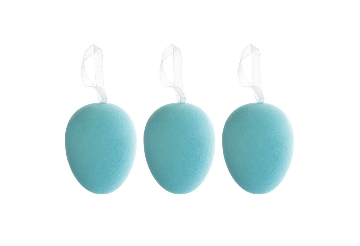 Macosa Home Osterei 3er Set Deko Türkis beflockt Hänger Dekoeier Oster-Dekoration (Hängedeko), Dekoei Osterdekoration von Macosa Home