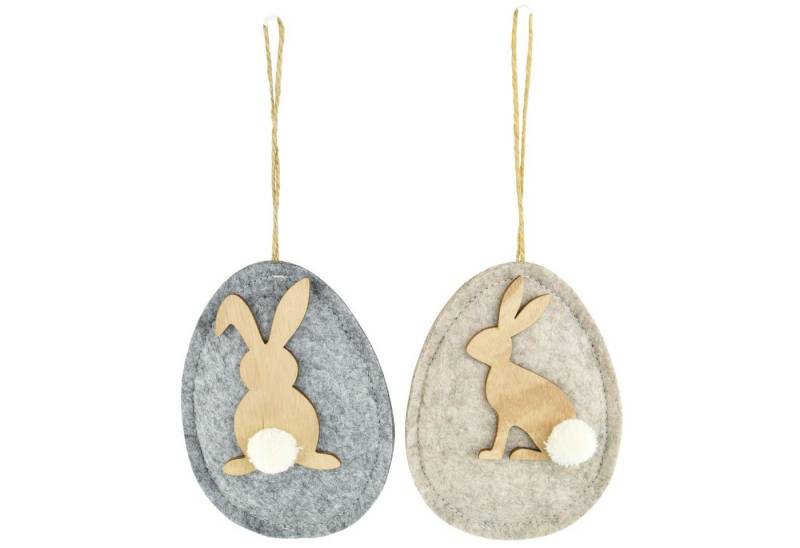 Macosa Home Osterfigur Osterhase Filz Osterdeko hängend Fensterdeko beige (2 St., 2er Set), Dekohänger Hängedekoration Osterei von Macosa Home