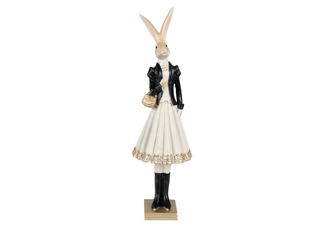 Macosa Home Osterhase Dekofigur Herr od. Dame Schwarz Weiß 32 cm Polyresin Skulptur (Hasenfigur, Ostern Dekoration Osterschmuck nostalgisch Tischdeko), Oster-Deko Figur Dekohase Hase Dekofigur von Macosa Home