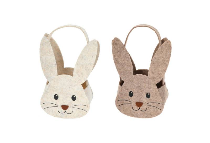 Macosa Home Osternest Oster-Geschenkkorb 2er Set Hase Filz Braun Beige Osterkorb, Ostertasche mit Henkel Filzkorb Osternest von Macosa Home