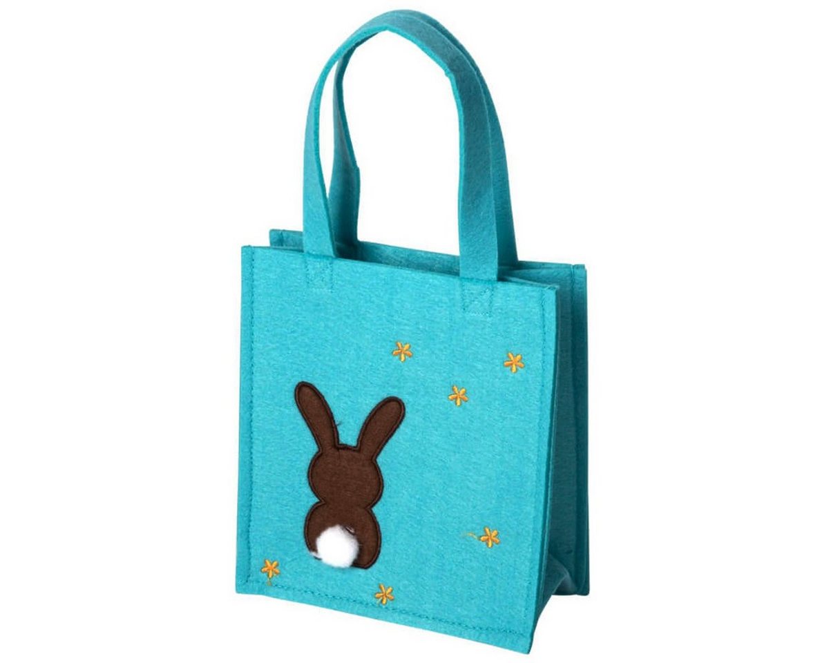 Macosa Home Osternest Oster-Geschenktasche Hase Filz Türkis 20 cm Filztasche, mit Henkel Ostertüte Tasche Osterfilztäschchen von Macosa Home