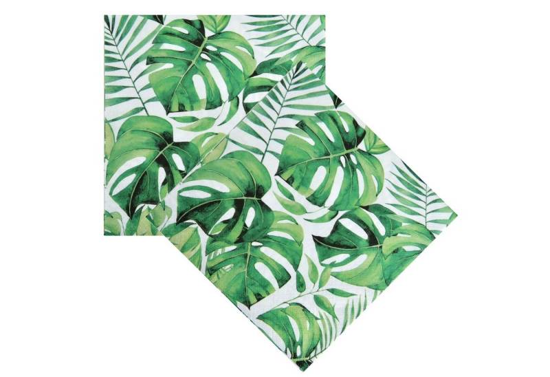 Macosa Home Papierserviette Servietten grün weiß Blätter Sommer 33x33 cm 3lagig, (40 St), Dekoserviette Tischdeko Mundserviette von Macosa Home