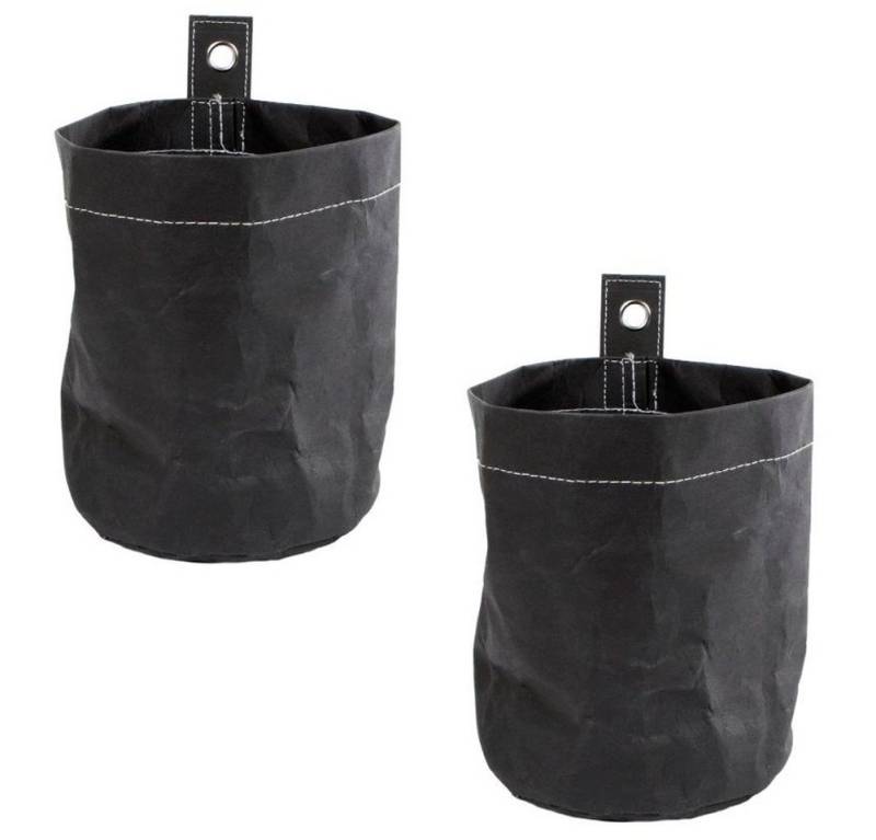 Macosa Home Pflanzschale 2er Set Blumenübertopf Blumentopf hängend Papierblumentopf Wanddeko (2 St), Kraftpapier Pflanzgefäße schwarz zum Hängen Hängeblumentopf Beutel von Macosa Home